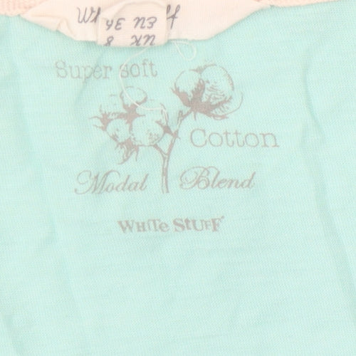 White Stuff Women's Blue Tank, Size 8, V-Neck with Crochet