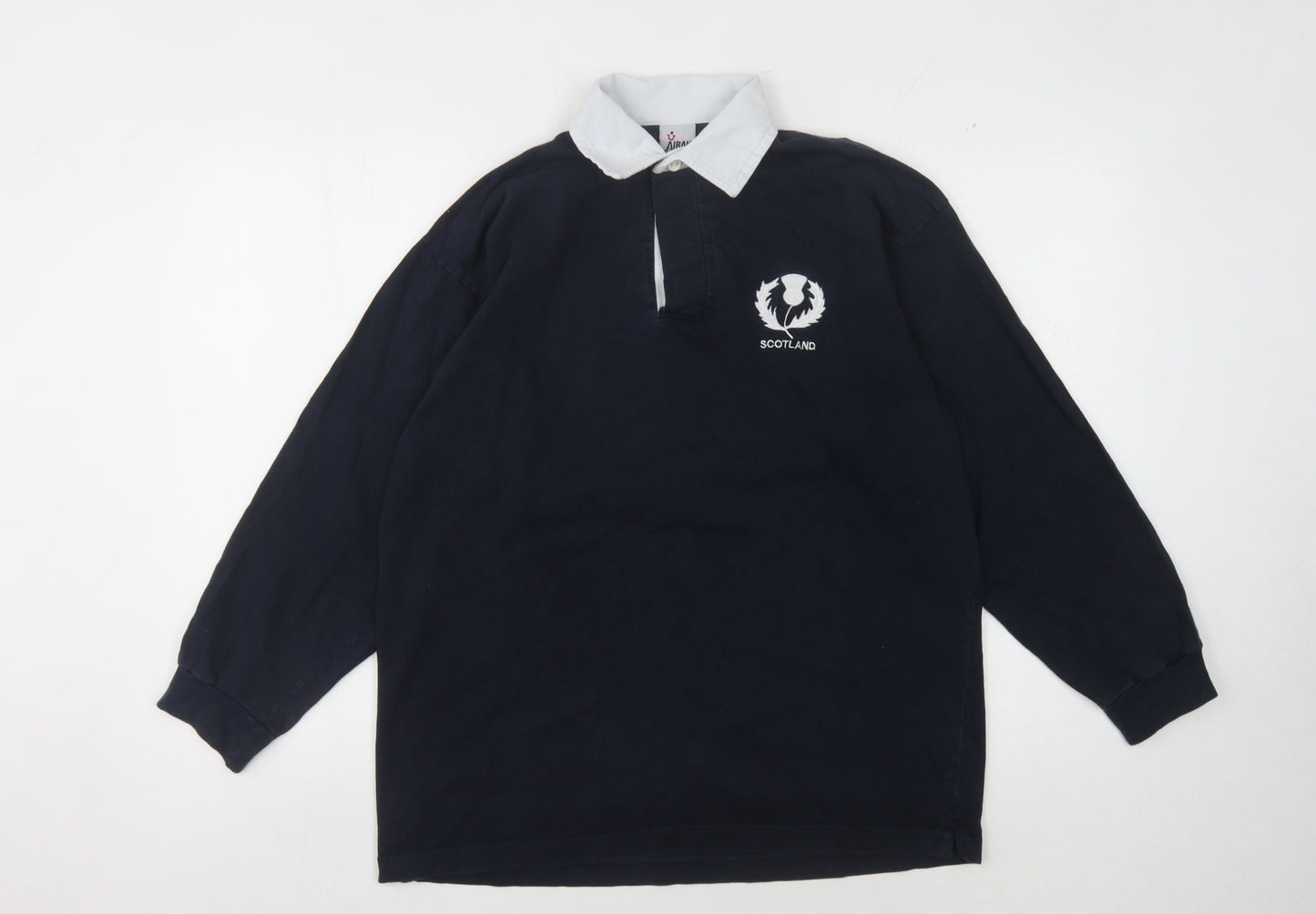 AIRAK Men's Black Rugby Polo M Long Sleeve Cotton