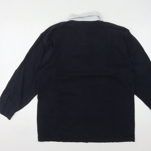 AIRAK Men's Black Rugby Polo M Long Sleeve Cotton