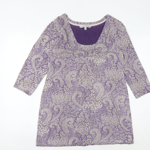 Women's Purple Geometric Tunic Blouse, Size 12