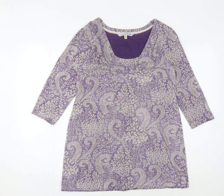 Women's Purple Geometric Tunic Blouse, Size 12