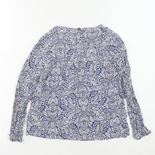 Fat Face Girls' Blue Floral Long Sleeve Blouse 6-7 Years