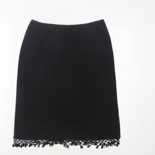Wallis Women's Black Lace Hem Pencil Skirt Size 14