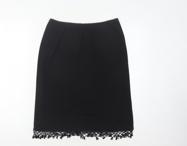 Wallis Women's Black Lace Hem Pencil Skirt Size 14