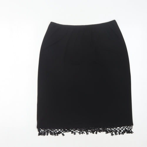 Wallis Women's Black Lace Hem Pencil Skirt Size 14