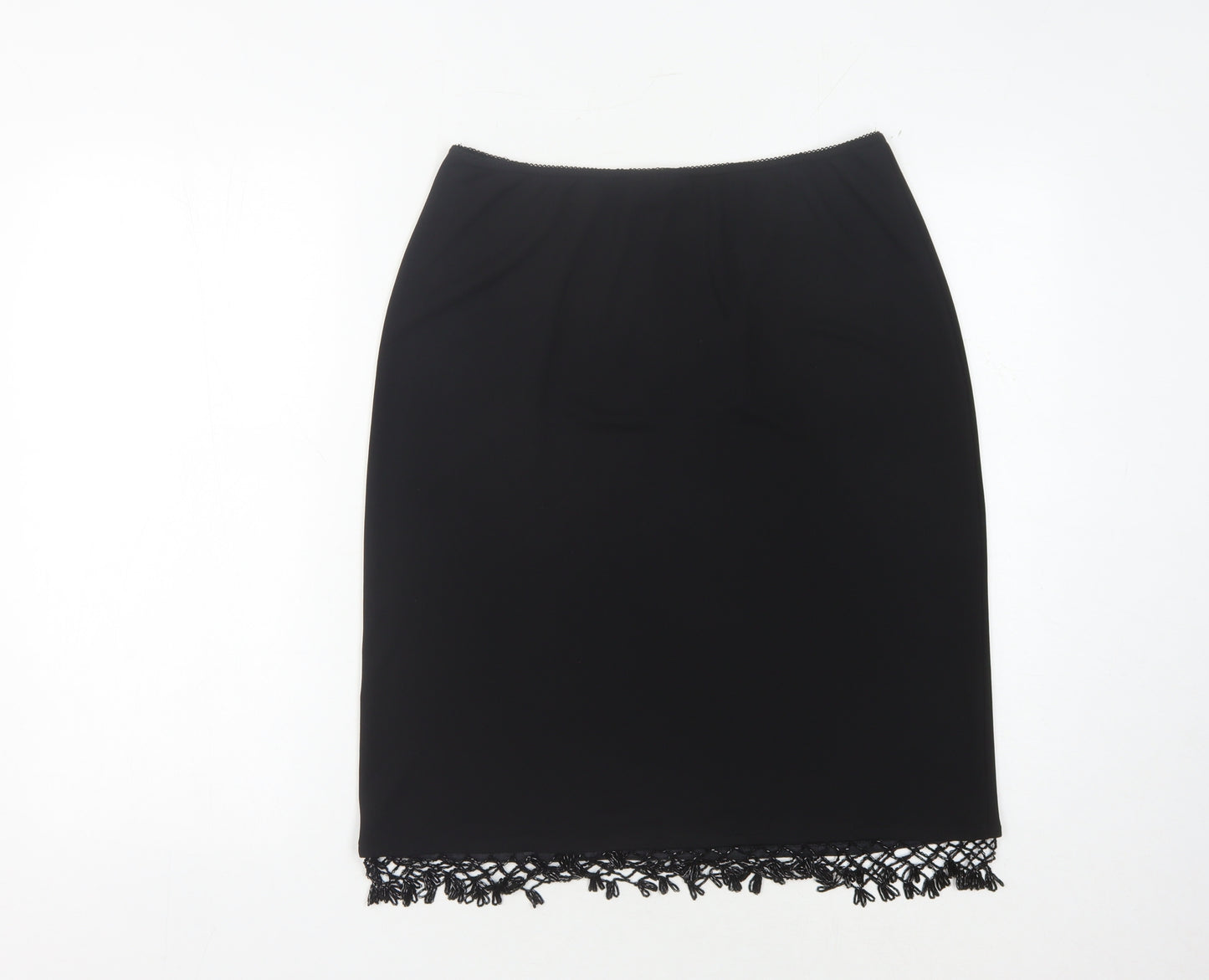 Wallis Women's Black Lace Hem Pencil Skirt Size 14