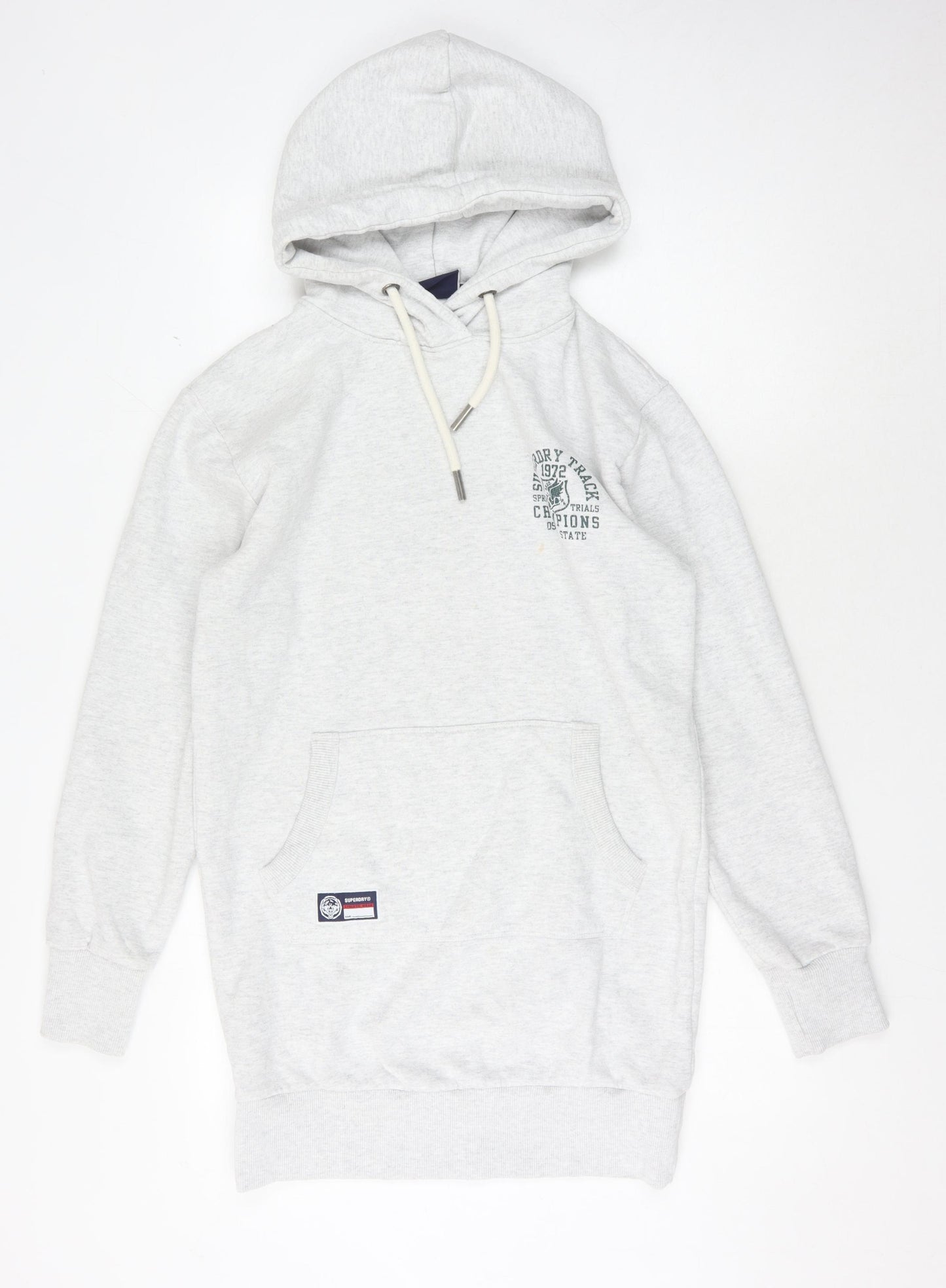 Superdry Women's Grey Hoodie, Size 10, Pullover Style