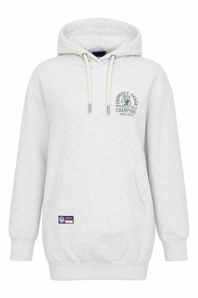 Front view of Superdry Women's Grey Hoodie, size 10, Pullover Style