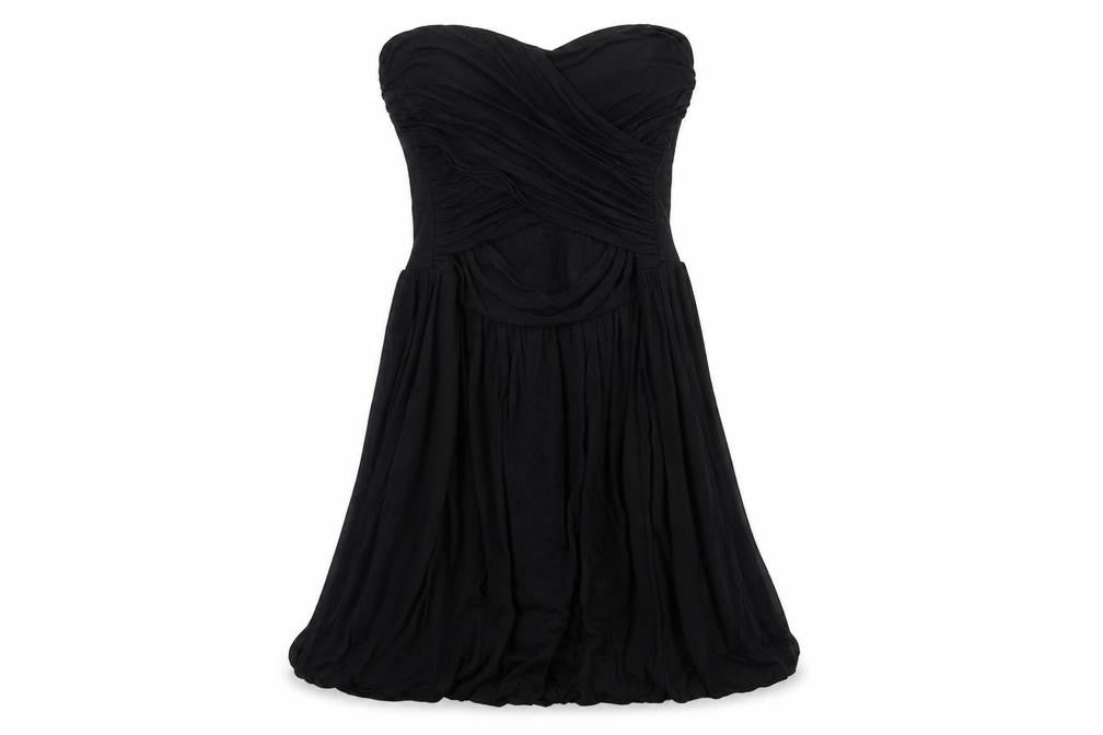 Front view of Warehouse Women's Black Strapless Dress, size 10