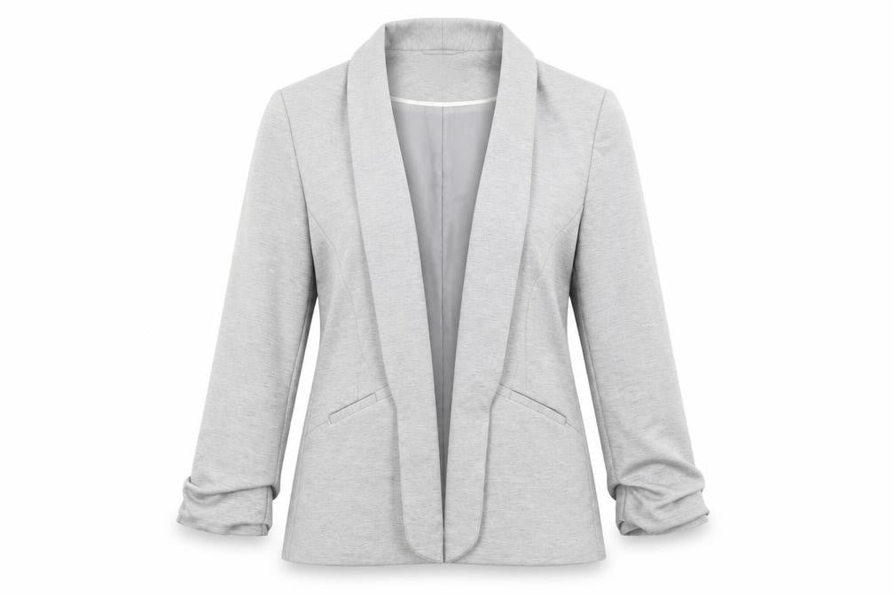 Front view of Dorothy Perkins Grey Women's Blazer, size 10, Shawl Collar