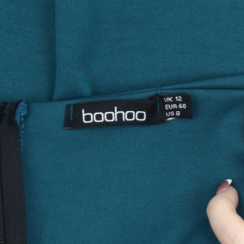 boohoo Women's Green Bodycon Dress, Size 12, Party Wear