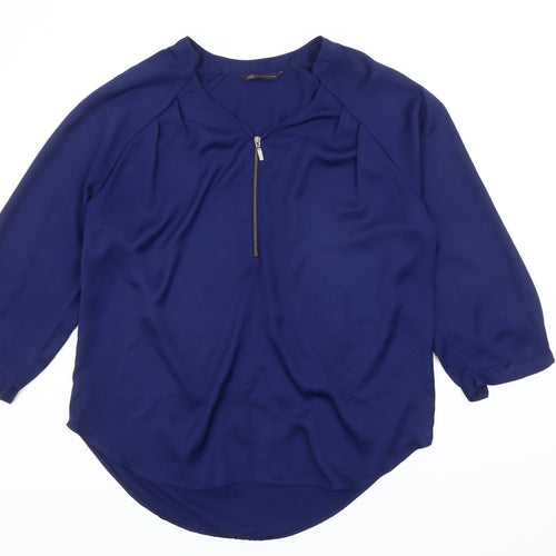 Marks and Spencer Women's Blue 3/4 Sleeve Blouse