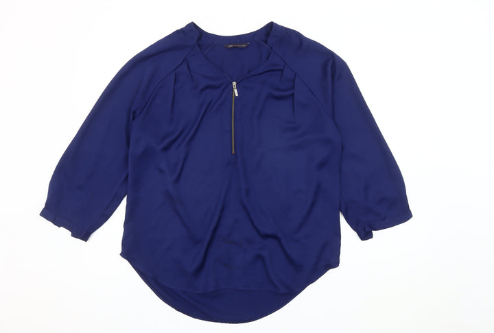Marks and Spencer Women's Blue 3/4 Sleeve Blouse