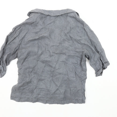 Zara Women's Grey Blouse 2XS Collared Button-Up