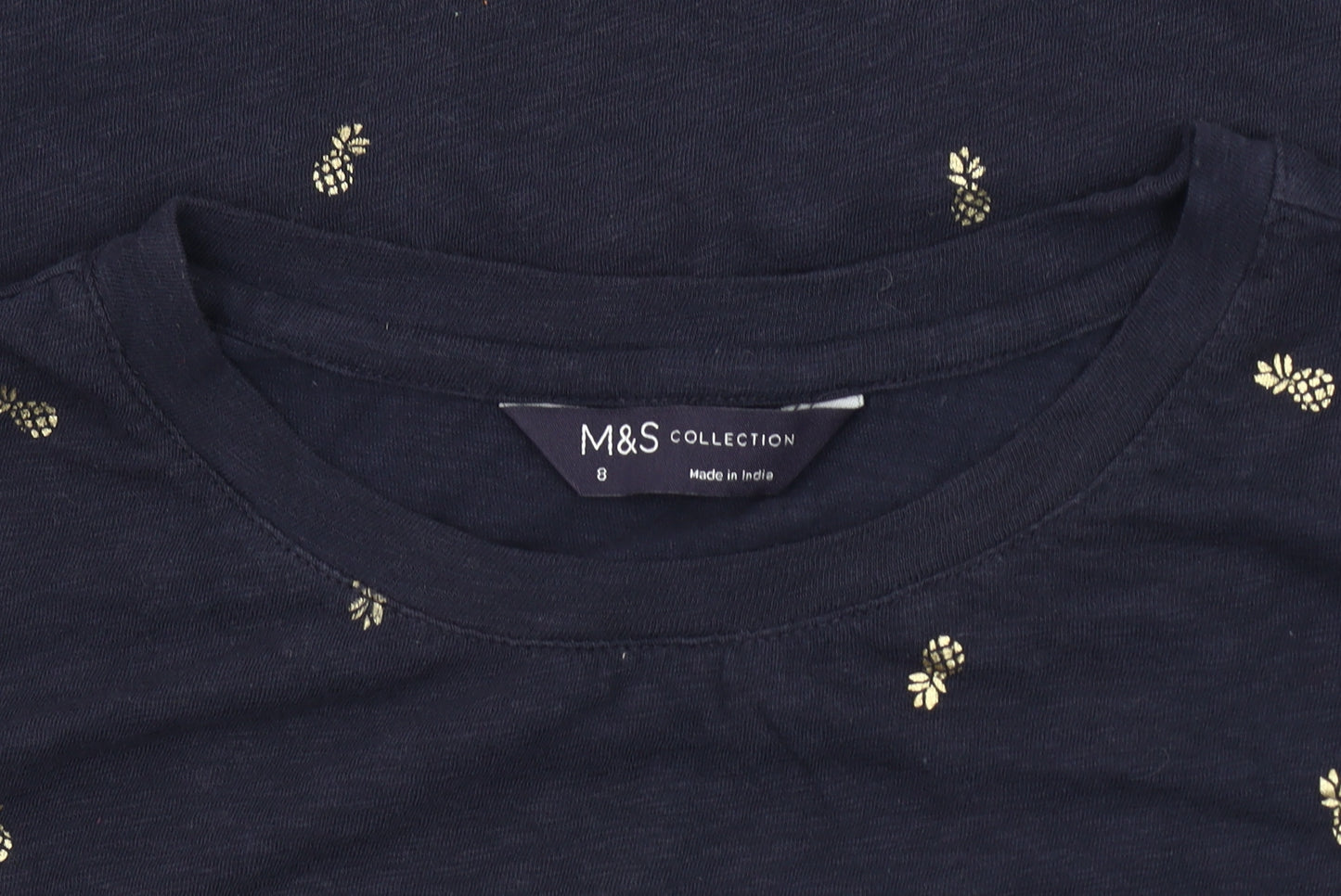 M&S Women's Blue T-Shirt, Size 8, Cotton Blend, Casual