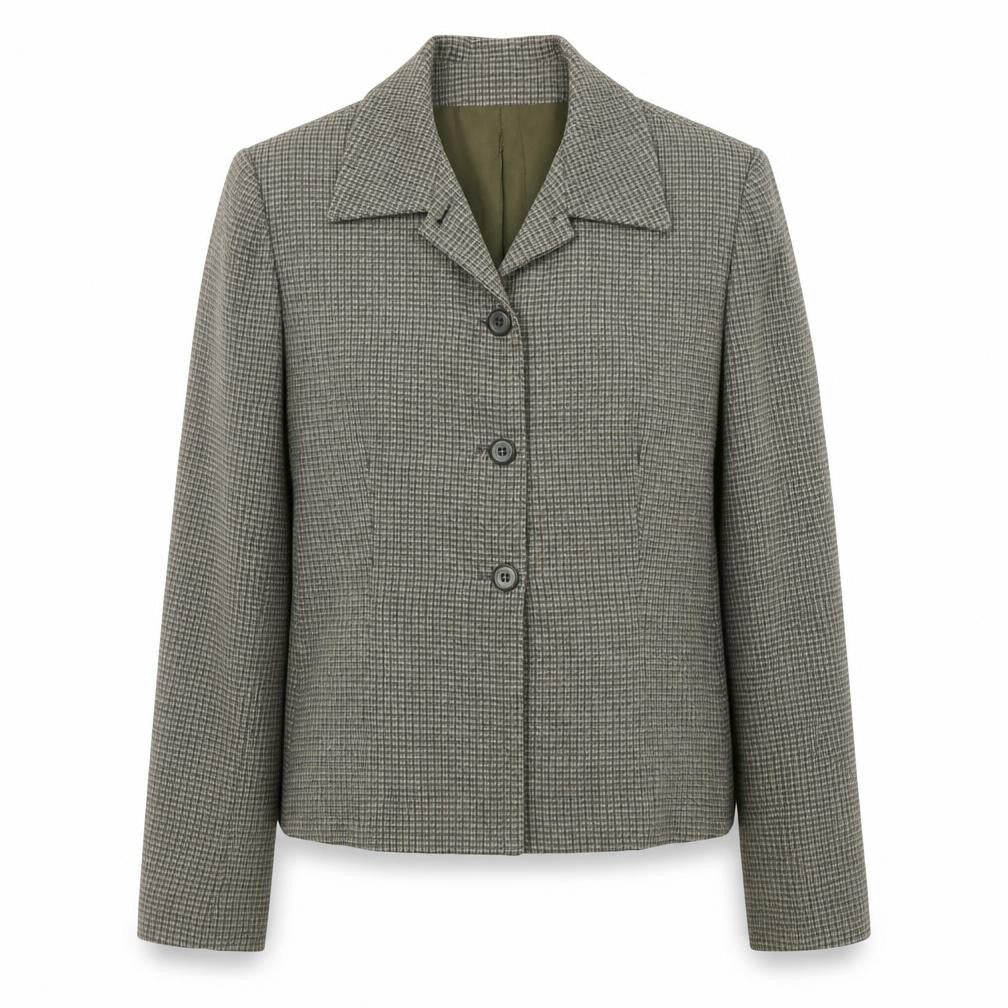 Front view of Jones Wear Women's Grey Houndstooth Suit Jacket, size 10