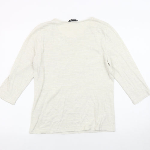 Bonmarché Women's Ivory Floral Knit Jumper Size 12