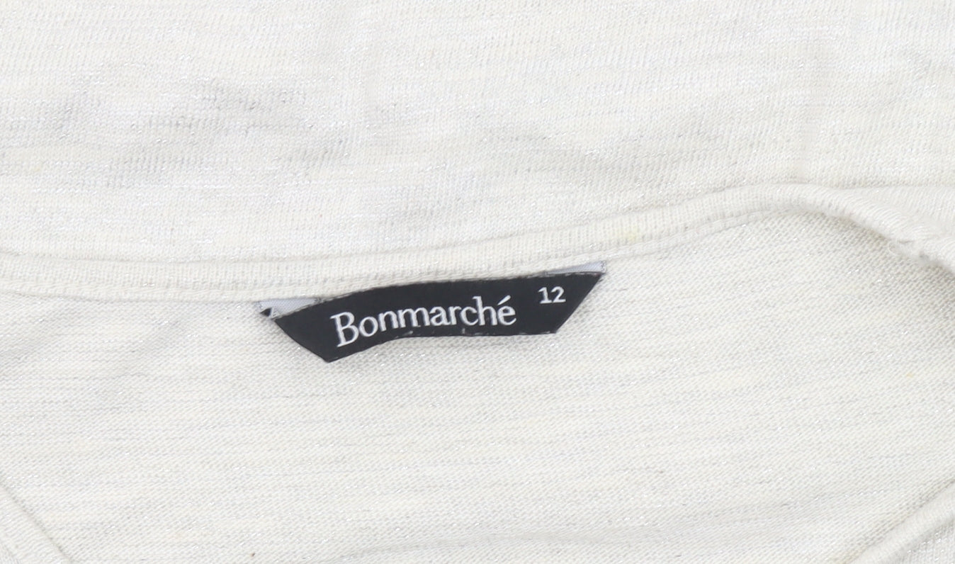 Bonmarché Women's Ivory Floral Knit Jumper Size 12