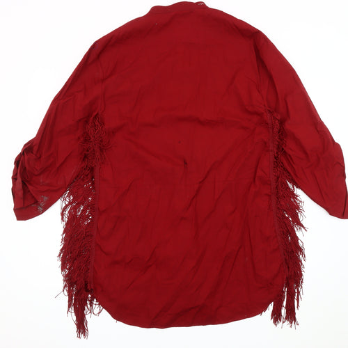 Zara Woman Red Fringe Blouse, Size M, Tunic Style