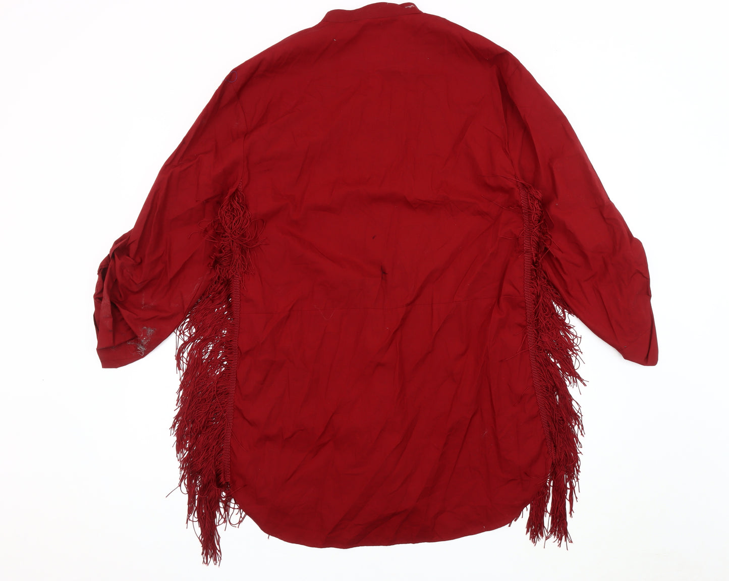 Zara Woman Red Fringe Blouse, Size M, Tunic Style