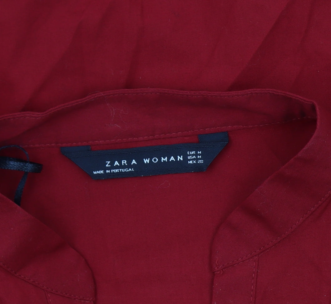 Zara Woman Red Fringe Blouse, Size M, Tunic Style