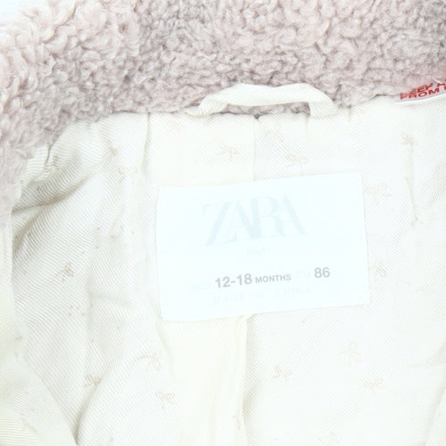 Zara Unisex Beige Coat, 12-18 Months, Lined Winter Essential
