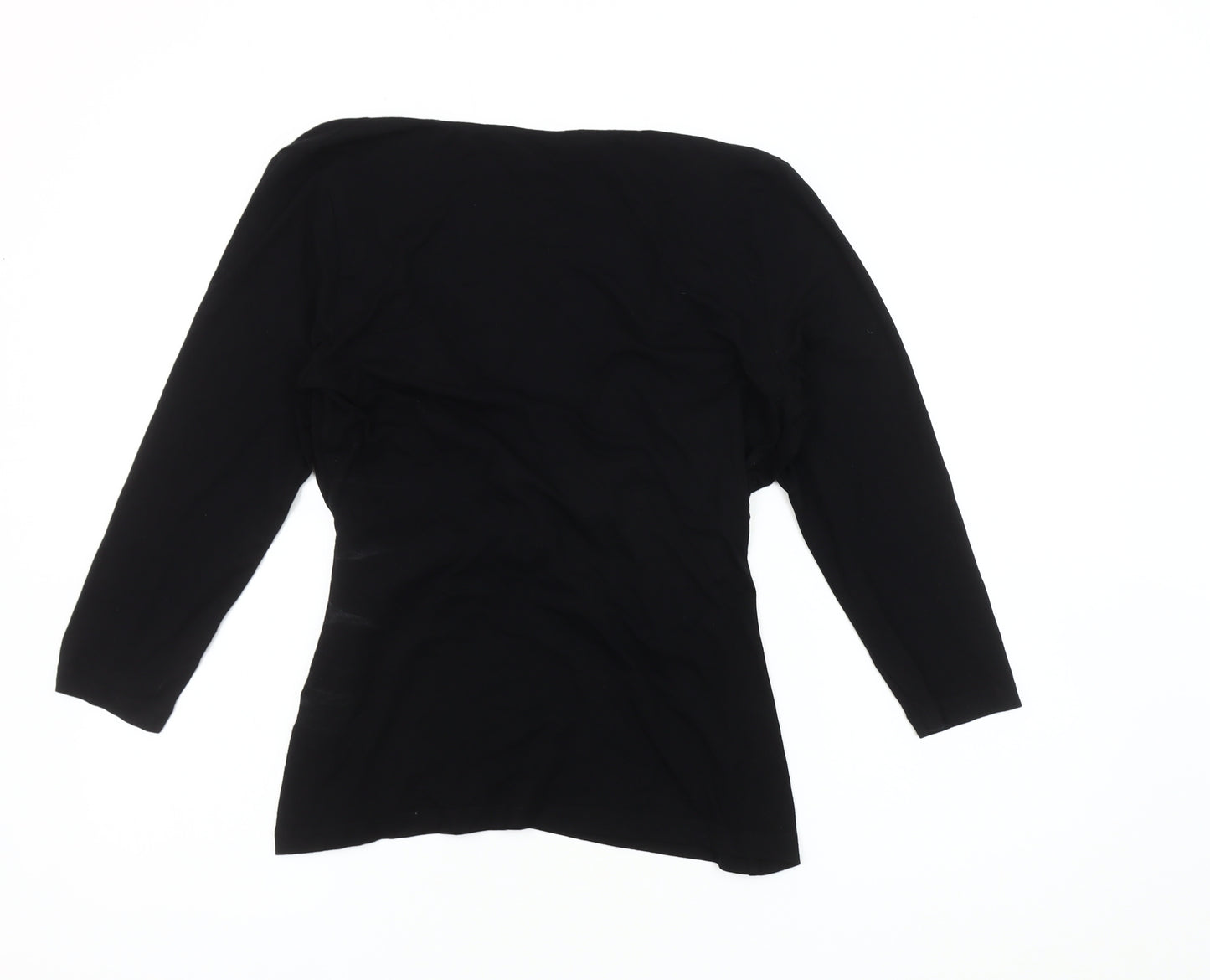 Sosandar Women's Black Wrap Blouse, Size 14, V-Neck, Long Sleeve
