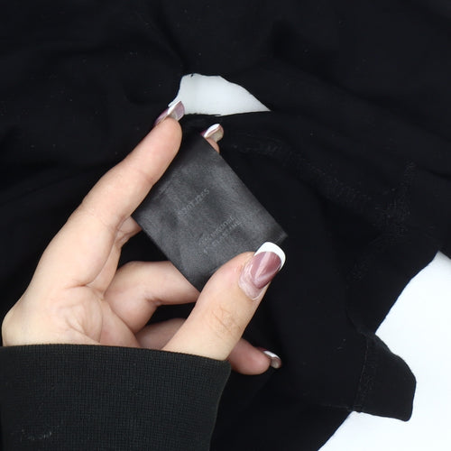 Sosandar Women's Black Wrap Blouse, Size 14, V-Neck, Long Sleeve