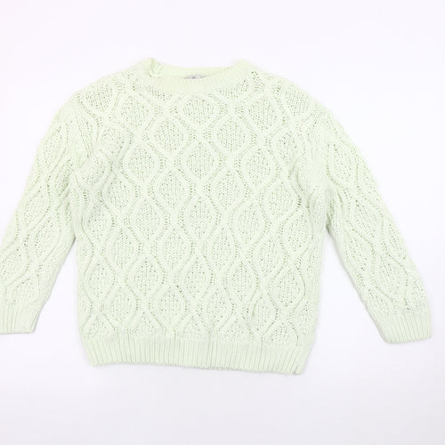 Zara Women's Green Cable-Knit Pullover Jumper Size 12