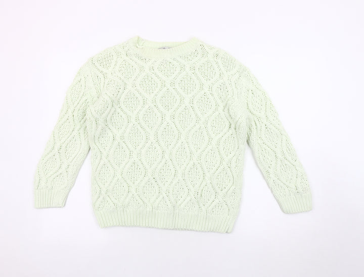 Zara Women's Green Cable-Knit Pullover Jumper Size 12