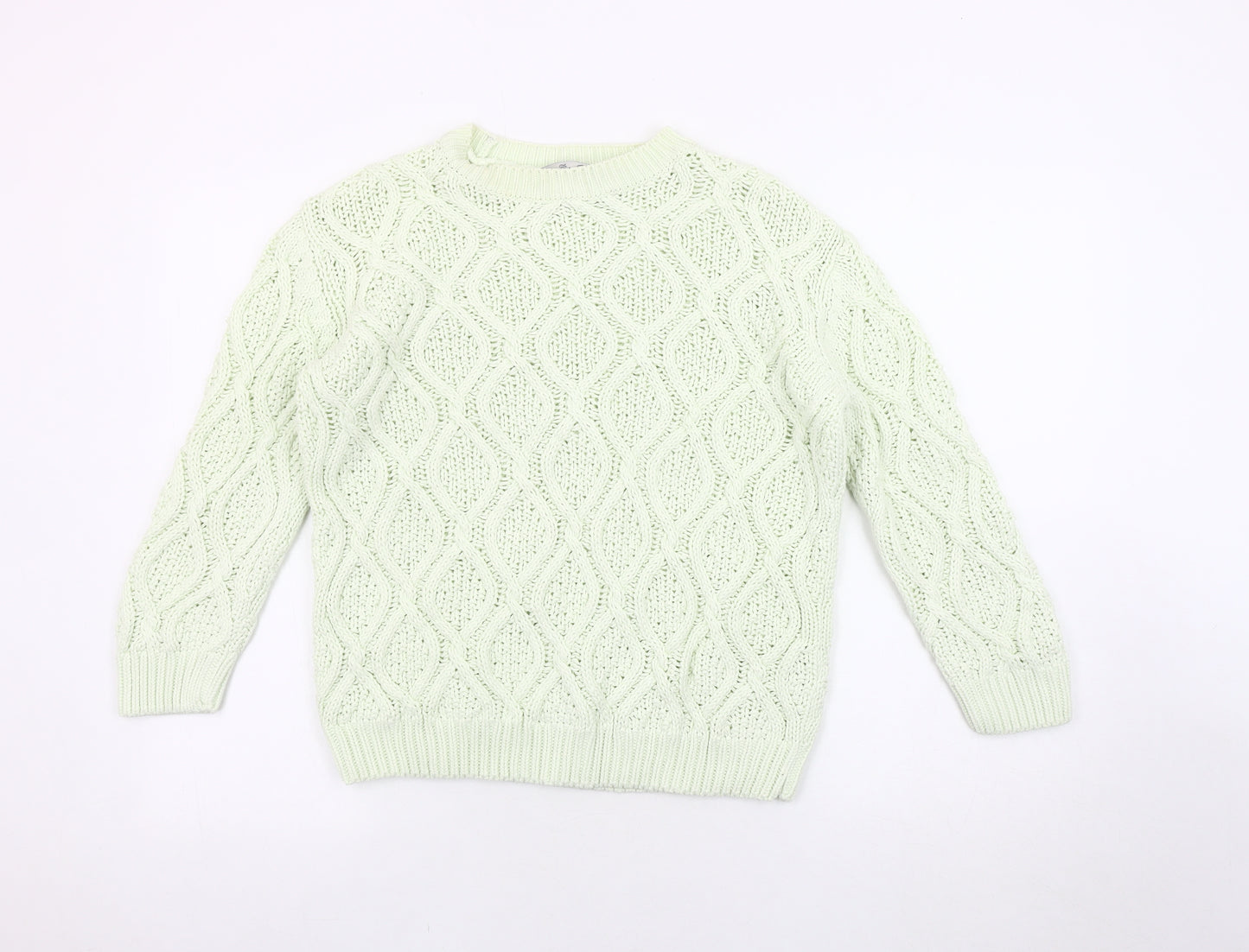 Zara Women's Green Cable-Knit Pullover Jumper Size 12
