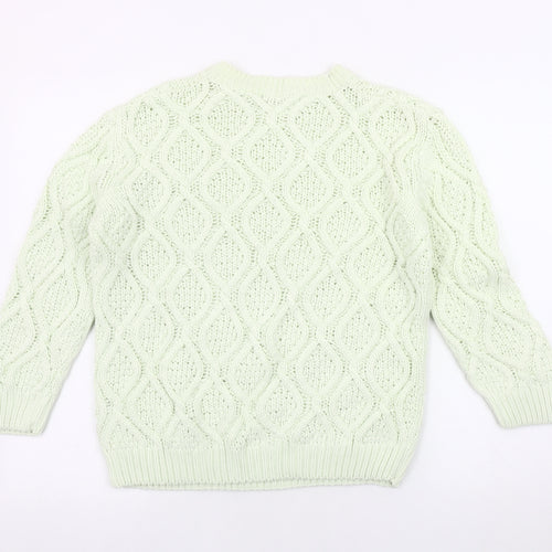 Zara Women's Green Cable-Knit Pullover Jumper Size 12