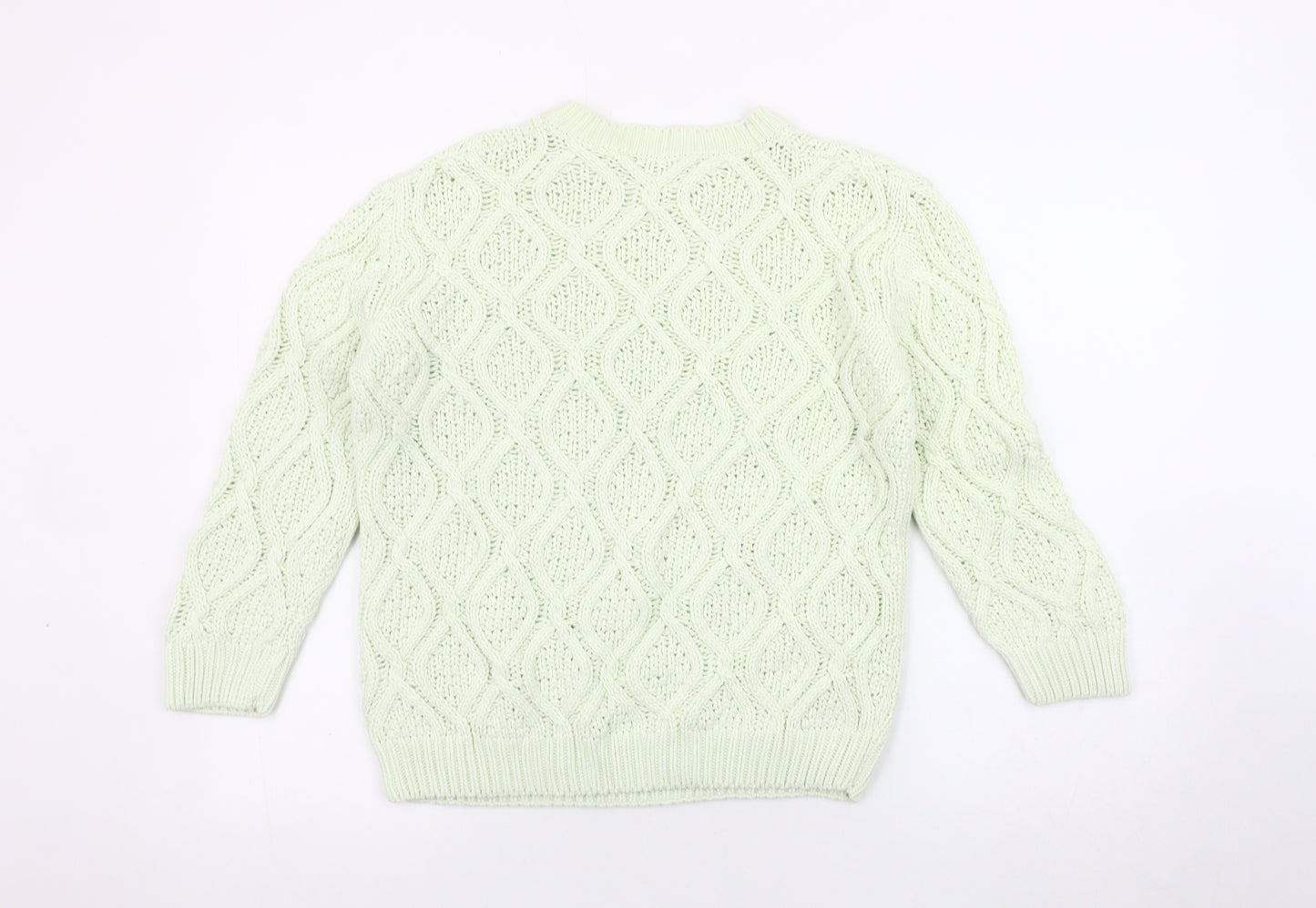 Zara Women's Green Cable-Knit Pullover Jumper Size 12