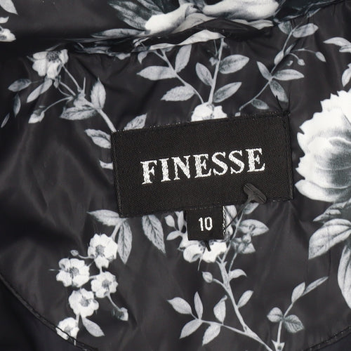 Finesse Women's Black Floral Rain Coat Size 10