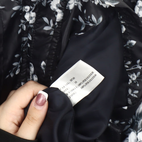 Finesse Women's Black Floral Rain Coat Size 10
