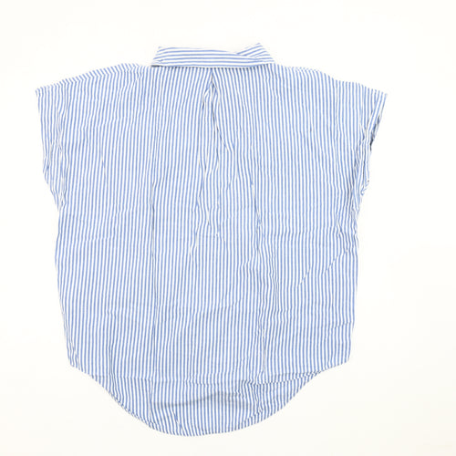 Next Women's Blue Striped Button-Up Shirt M Casual