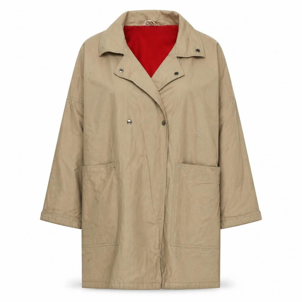 Front view of sands Women's Beige Overcoat, size 16, Classic Style