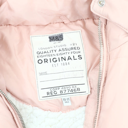 Marks and Spencer Girls Pink Puffer Jacket 10-11 Years