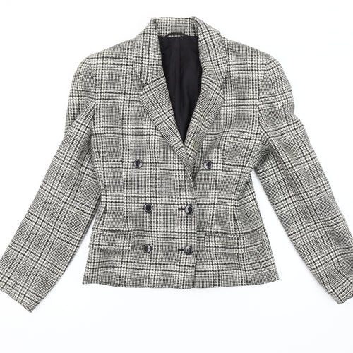 Marks & Spencer Women's Grey Houndstooth Blazer, Size 8