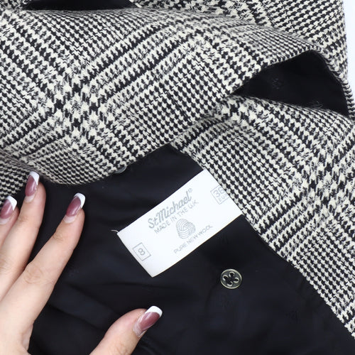 Marks & Spencer Women's Grey Houndstooth Blazer, Size 8