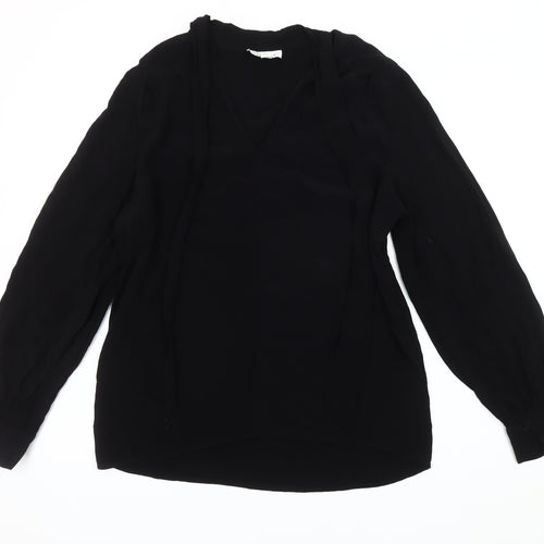 Topshop Women's Black Long Sleeve Blouse Size 12