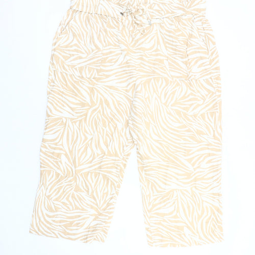 SPIRIT Women's Beige Animal Print Trousers Size 16