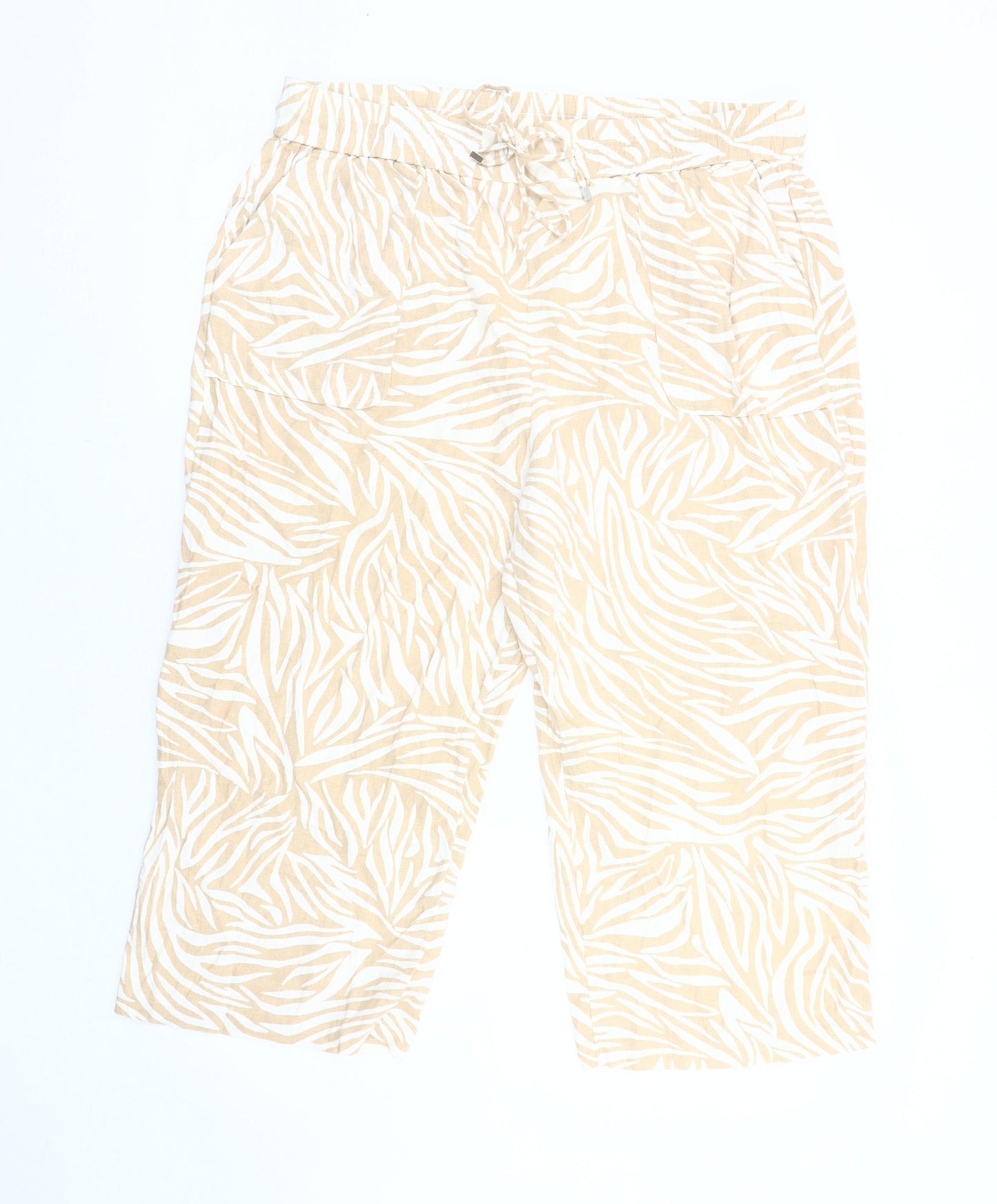 SPIRIT Women's Beige Animal Print Trousers Size 16