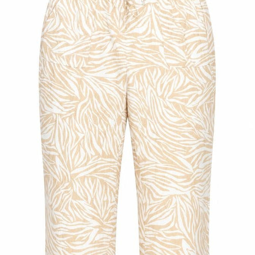 SPIRIT Women's Beige Animal Print Trousers Size 16