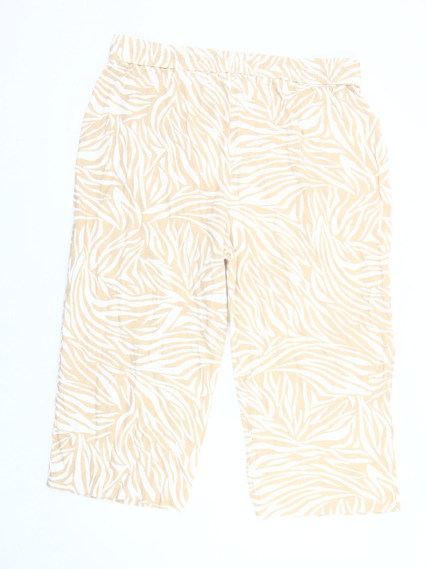 SPIRIT Women's Beige Animal Print Trousers Size 16
