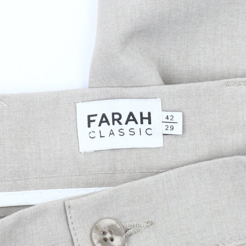 Farah Men's Beige Classic Trousers, Size 42