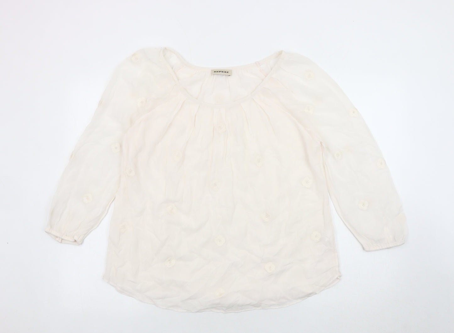 REPEAT Women’s Ivory 3/4 Sleeve Tunic Blouse Size 10
