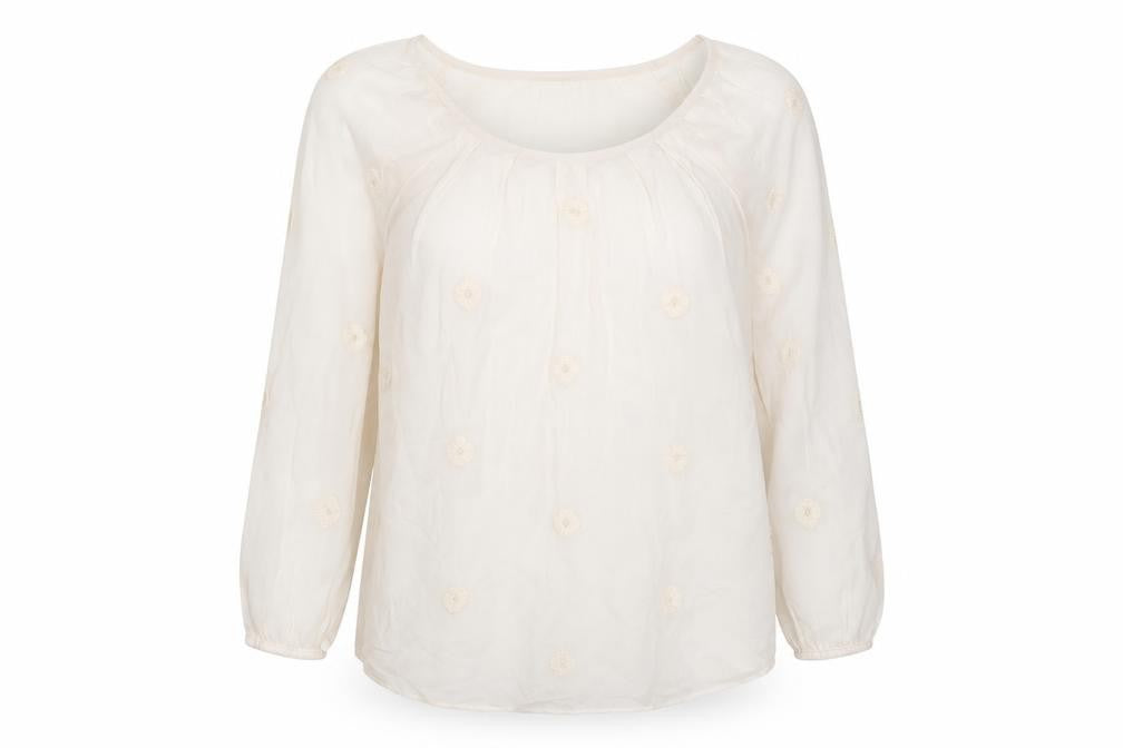 Front view of REPEAT Women’s Ivory 3/4 Sleeve Tunic Blouse, size UK 10