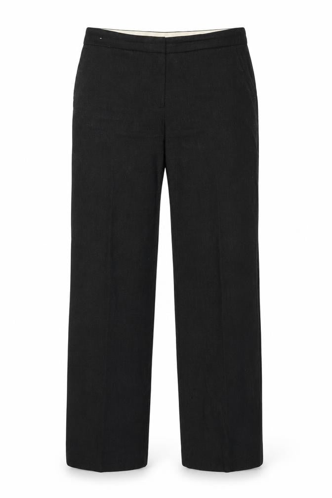 Front view of Next women’s black regular fit trousers, size UK 12