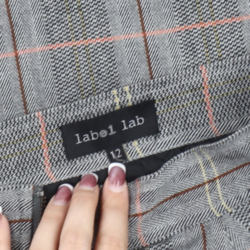 Label Lab Women's Grey Plaid Short Pencil Skirt Size 12